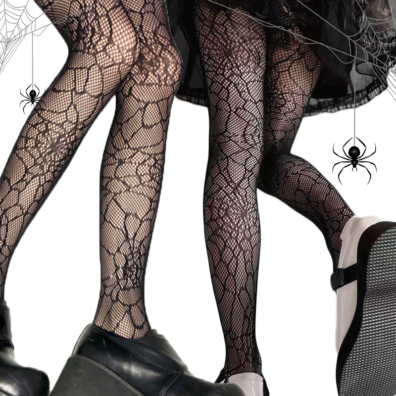 Primavera Estate Sottile Party Club Collant Scuro Scavato Calze A Rete Donne Gotico Spider Web Rete di Pesce Collant di Seta Nera