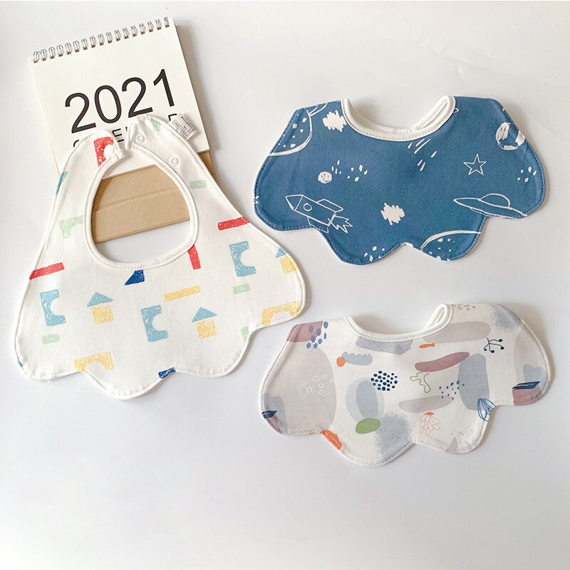 Baberos de algodón de doble capa para bebé, impermeable, delantal de alimentación para niños y niñas, toalla, Bandana, accesorios para bebés de 0 a 24 meses, 3 unids/lote: 020