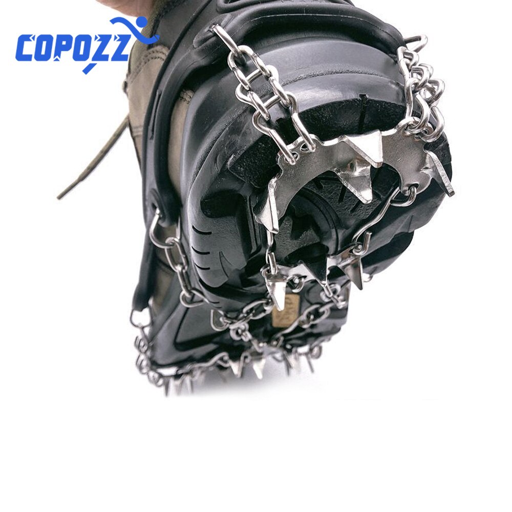 Copozz – Crampons antidérapants à 19 dents pour chaussures d'extérieur, 2 tailles, Crampons pour marche sur glace, couvre-chaussures d'hiver en acier inoxydable