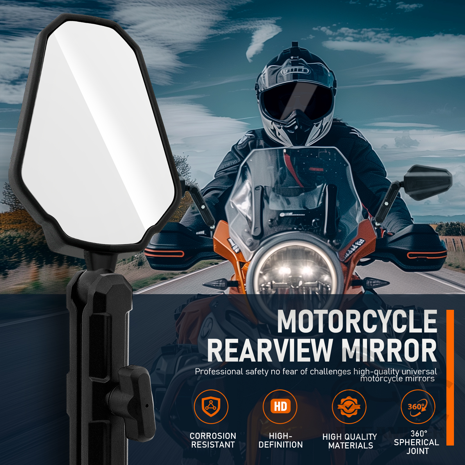 Specchietti universali per moto Specchietto laterale per manubrio pieghevole regolabile ad angolo compatibile con Adventure Dirt Street Bike ATV