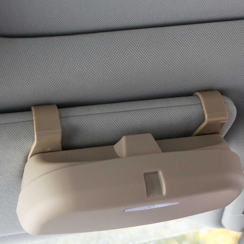 Carmilla-caja de gafas de cristal para coche, soporte para Subaru/Nissan/Toyota/GEELY/Chevy/LiFan/Hyundai/Citroen/Lexus/Renault: Upgrade Beige