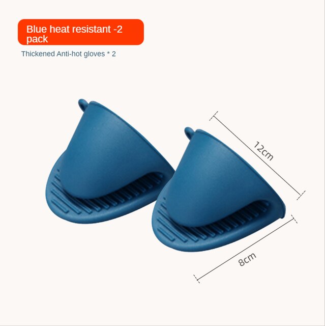 Kitchen Pot Plate Clips Anti Scalding Bowl Gripper Holder Stainless Steel Steamed Dishes Clamp Silicon Oven Gloves Table Pad: 2 Blue Gloves