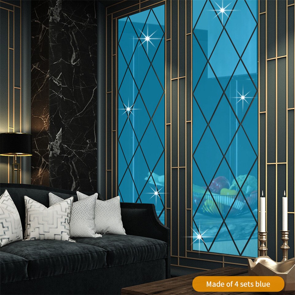 13Pc/Set Rhombus Mirror Wall Sticker For Living Room Bedroom TV Background Wall Mirror Decoration Decal DIY Home Decor Wallpaper