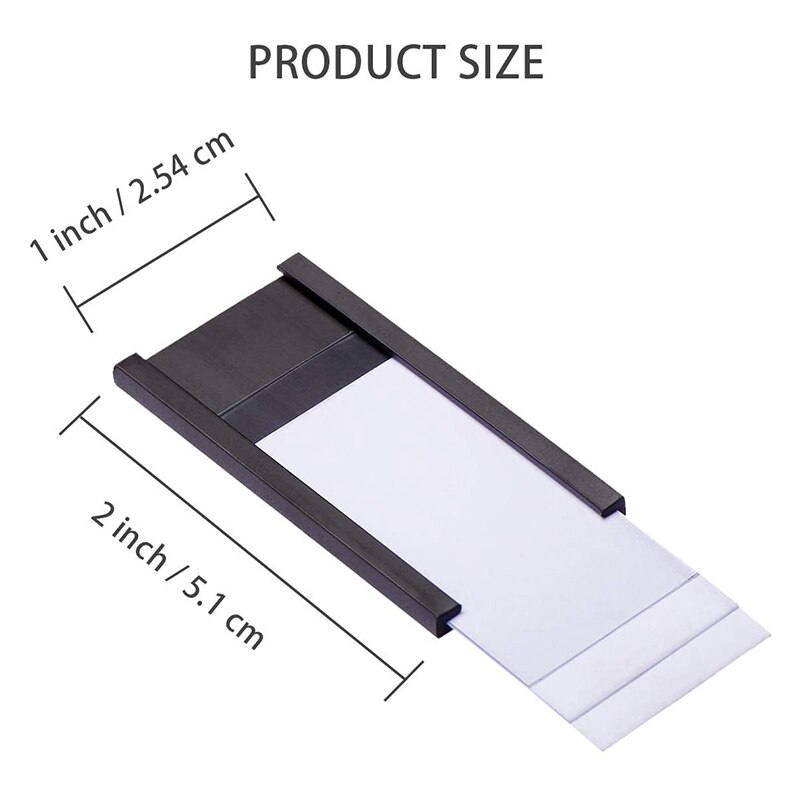 50Pcs Magnetic Label Holders with Magnetic Data Card Holders with Clear Plastic Protectors for Metal Shelf (1 x 2 Inch)