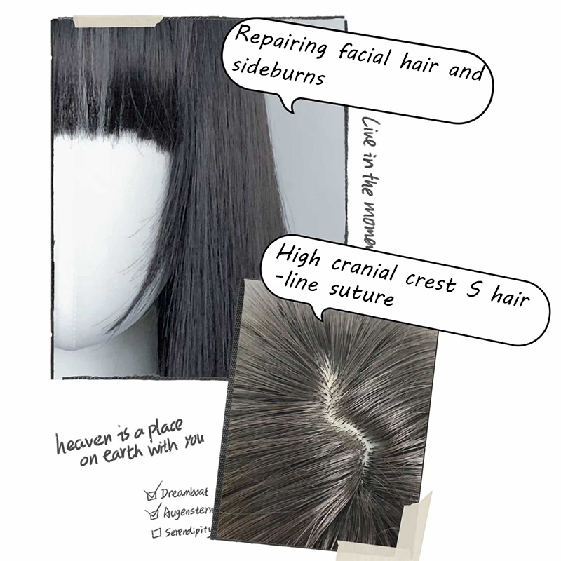 Synthetische 60 cm koreanische schwarze lange glatte Haarperücke synthetische natürliche lange glatte Haare mit Pony Perücke