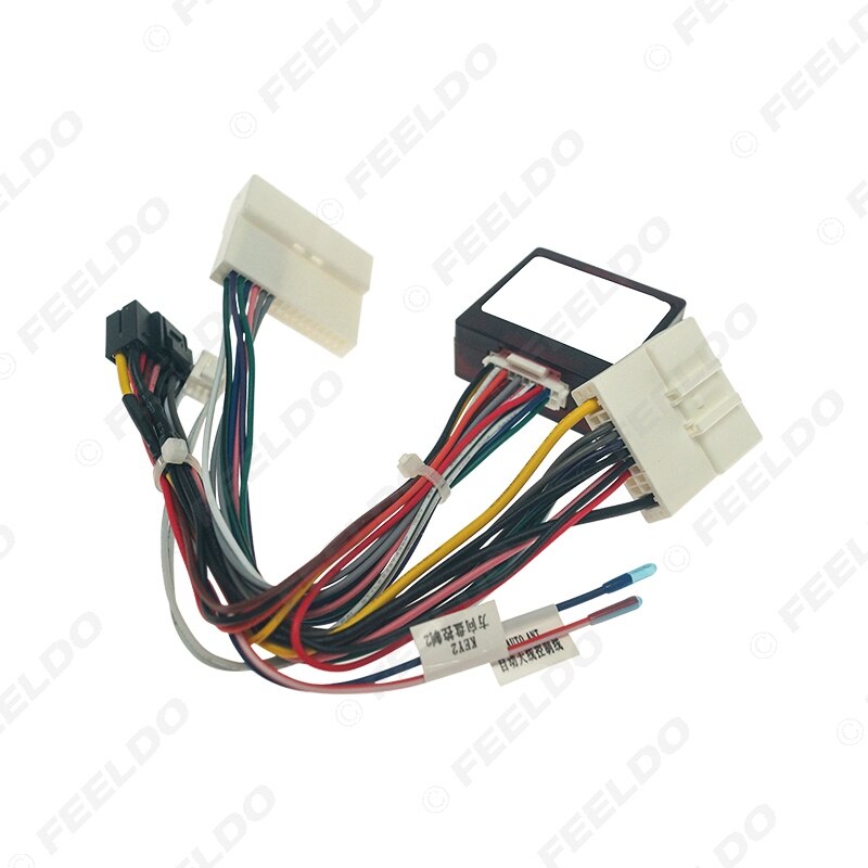 FEELDO – lecteur DVD Audio de voiture 16 broches, adaptateur de puissance Calbe avec boîte Canbus pour Renault Clio 4/Captur 16-17, prise stéréo, faisceau de câbles