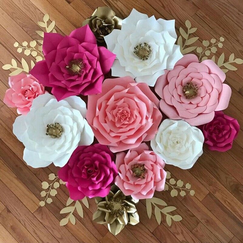 30cm papier fleur toile de fond mur grandes fleurs roses bricolage faveurs de mariage fête d'anniversaire décoration de la maison fleurs artificielles