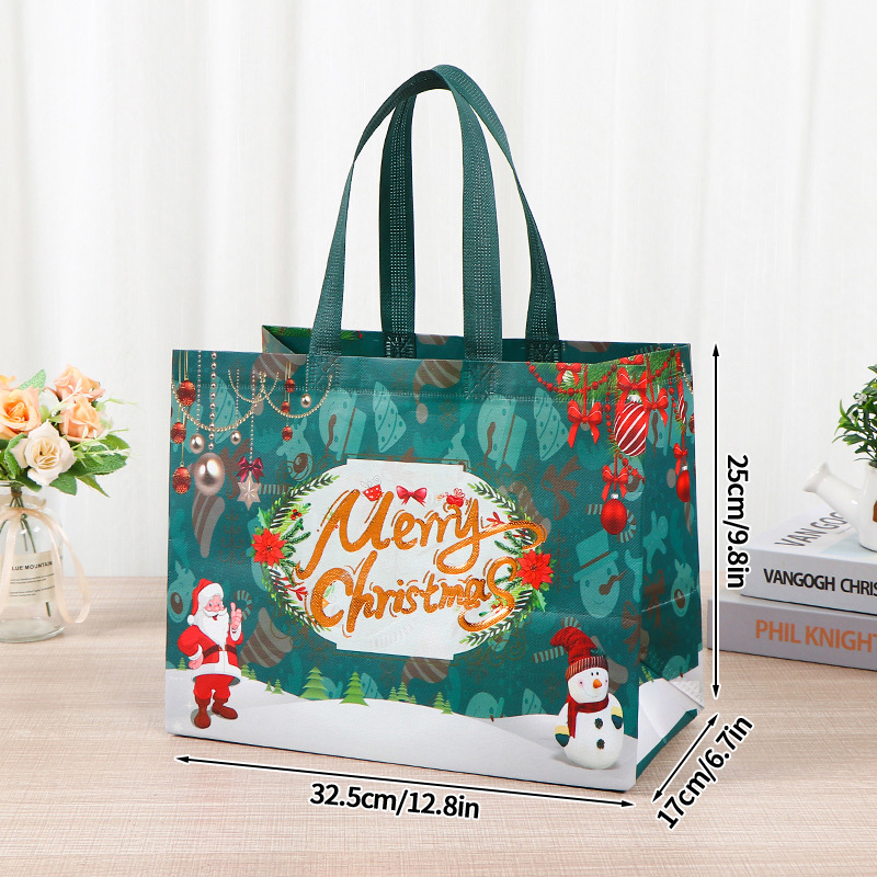 Sacs joyeux noël pour emballage , sacs pliables de noël, fourre-tout de noël, flocon de neige, rangement de du père noël: vert clair