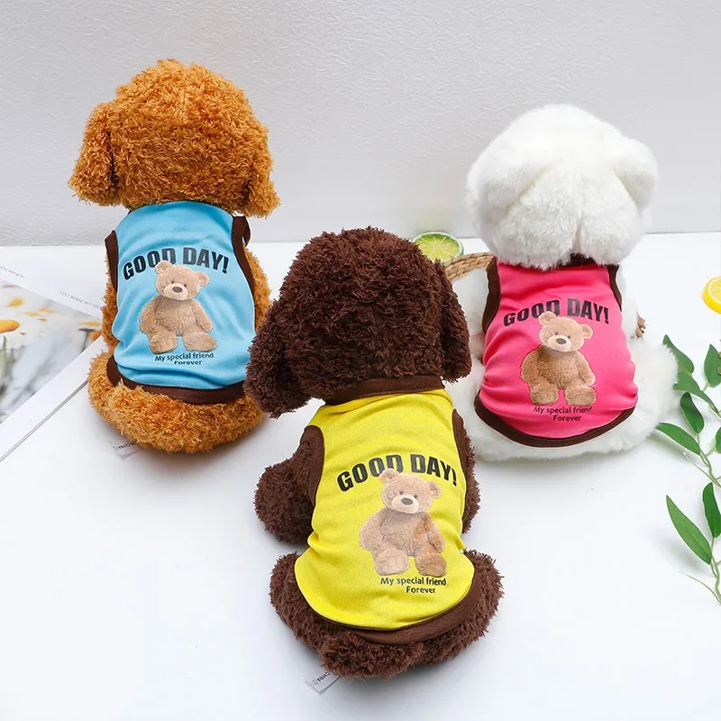 Haustiere Sommer Drucke Westen Hund Kleidung Kleiner Bär Hund Muster Haustier T-shirts Atmungsaktive Ärmellose Welpen Kostüm Hund Haustier Shirts