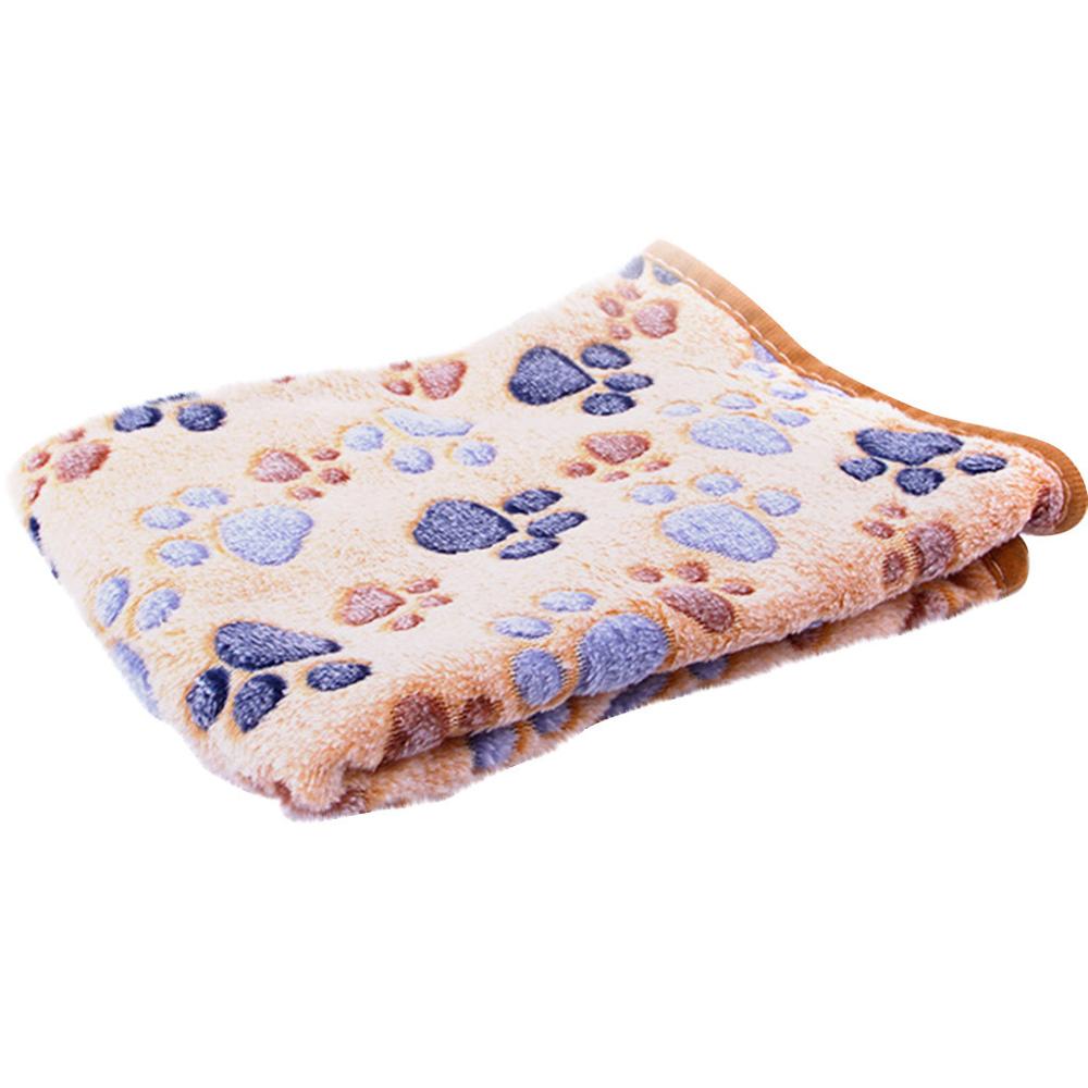 Cat Dog Claw Print Towel Pet Cat Towel Rug Sleeping Warm Towel Blanket Pet Shower Towel Coral fleece Blanket anti-skid Absorbent: Khaki / M