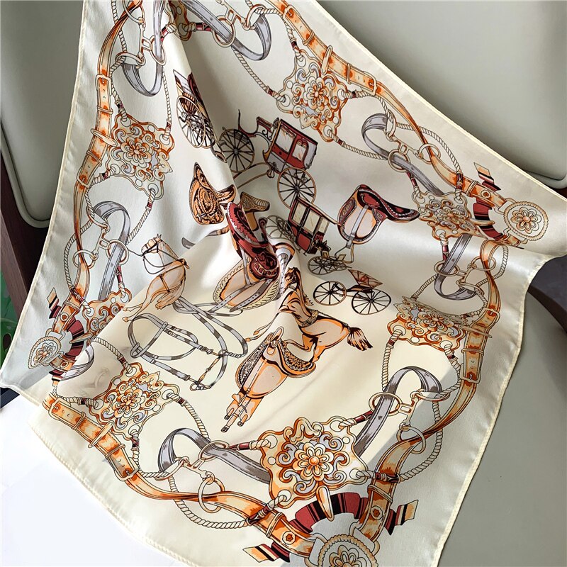 Print Sjaal Vrouwen Pure Zijde Haarband Kleine Vierkante Hals Sjaals Lente Zomer Vrouwelijke Foulard Bandana