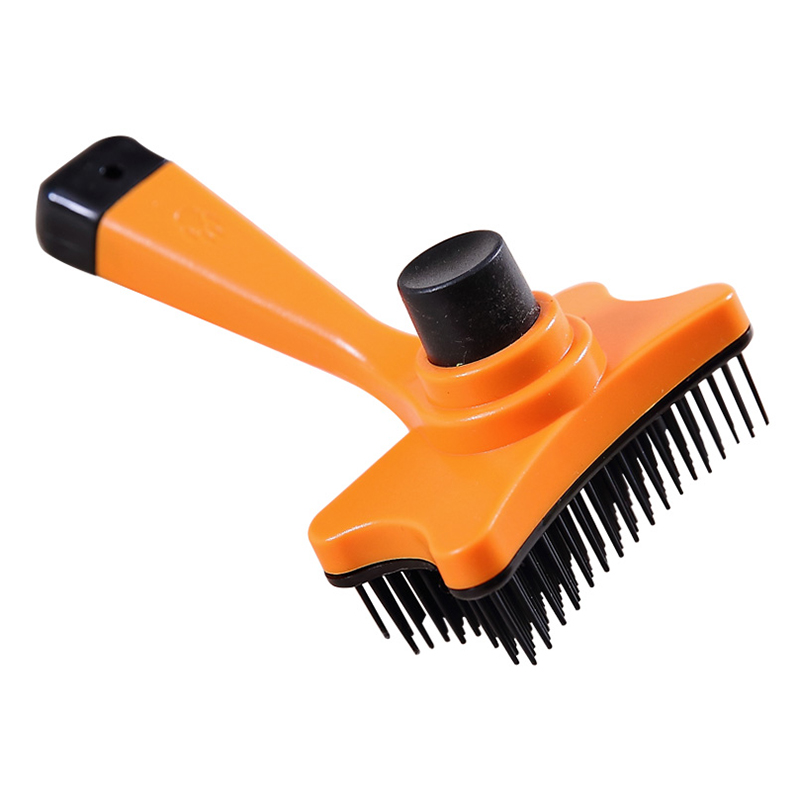 Cepillo de pelo para perros y gatos, peine de masaje de autolimpieza, Golden Retriever, productos para mascotas, accesorios: Orange