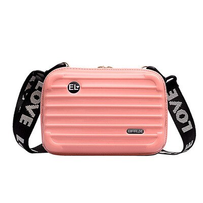 Vrouwen Mini Koffer Vorm Crossbody Bag Kleine Schoudertas Breed Brief Riem Meisje Clutch Handtas ZF10012: Pink