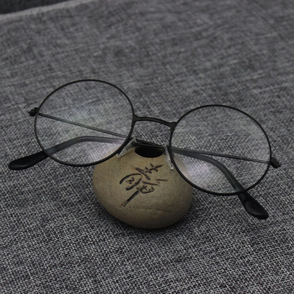 Round Reading Glasses Vintage Metal Frame Retro Personality Unisex College Style Eyeglass Clear Lens Eye Glasses Frames: Black