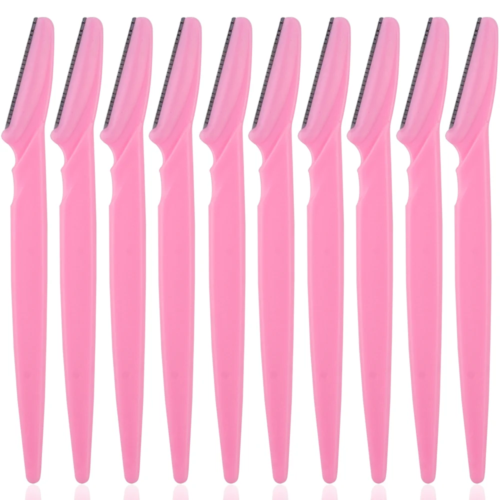 3/10Pcs Augenbraue Trimmer Klinge Frauen Gesicht Rasierer Tragbare Augenbraue Epilation Haar Entfernung Schneider Sicherheit Messer Make-Up schaber: Brushed Chrome