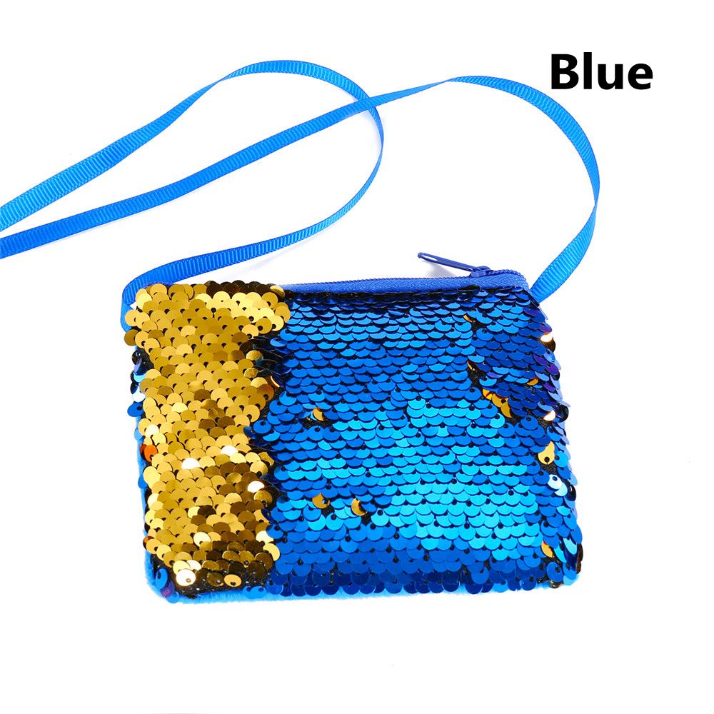 New Fashion Mermaid paillettes portamonete portafoglio per bambini ragazza borsa scintillante borsa da donna borsa con cerniera pacchetto pochette: Blu