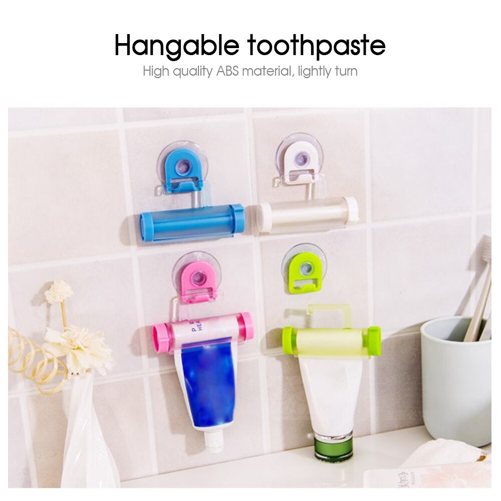 Rolling Toothpaste Squeezer Dispenser Tube Suction Cup Hanger Room Toothpaste Stand Bathroom Accessories 5 Colors