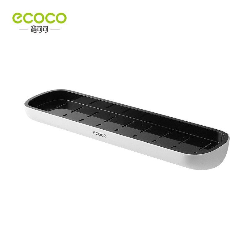 Ecoco Adhesive Bathroom Shelf Organizer Wall Mounted Shampoo Spices Shower Storage Rack Holder Bathroom Accessories: Black