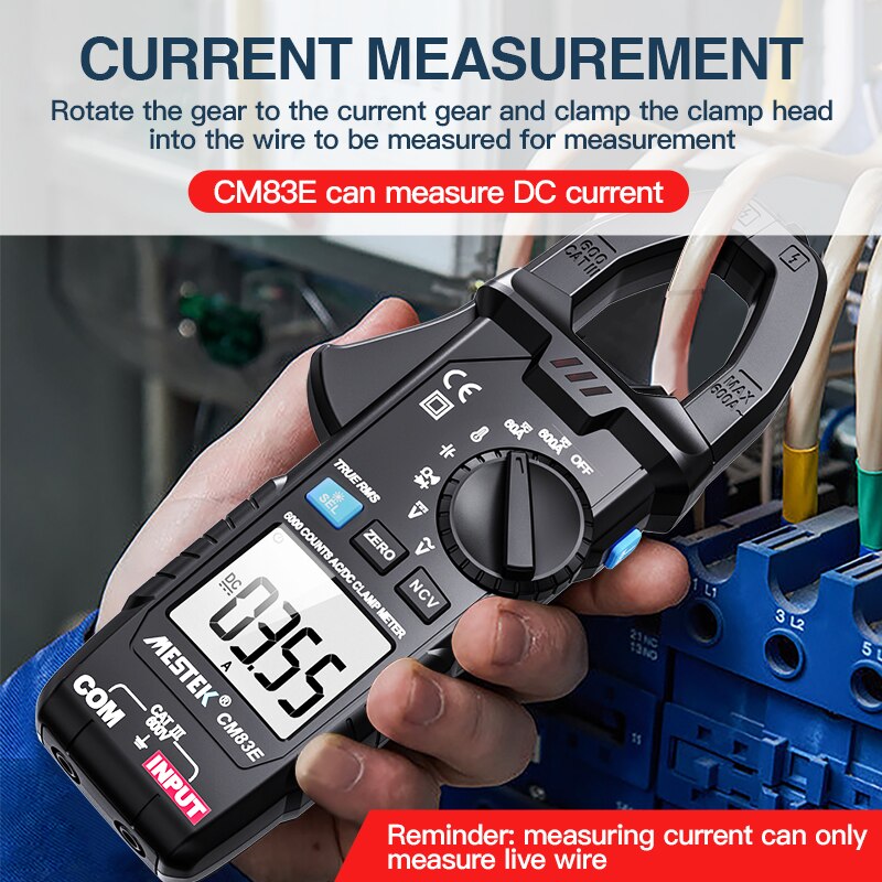 Digital AC DC Current Clamp Meter Auto Range 600A 6000 Counts True RMS Multimeter Resistance Frequency Tester NCV Ohm Tester