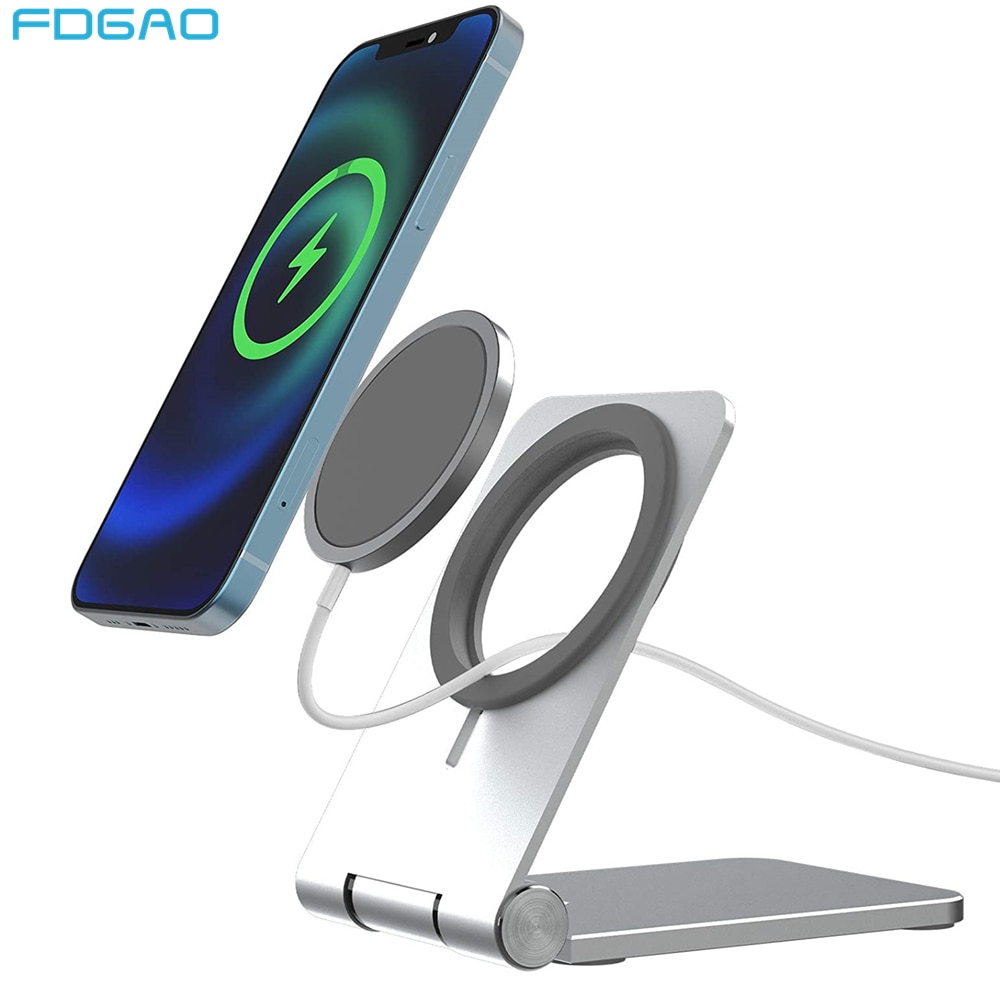 Magnetic Phone Charger Stand Holder for iPhone 12 Series - Foldable Wireless Charging Dock Base