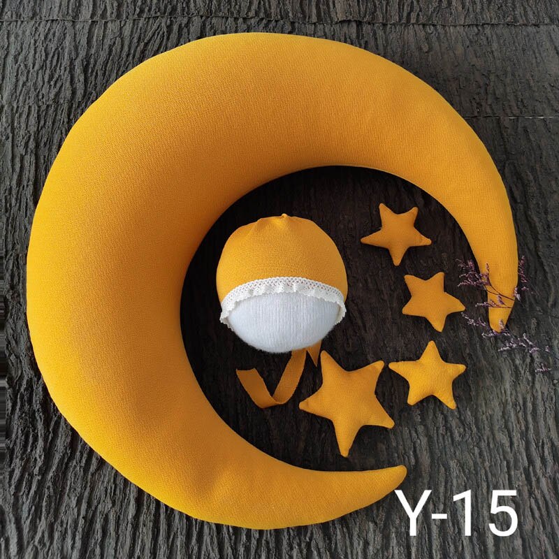 Moon Pillow Newborn Photography Prop Baby Posing Pillow Star Hat Set Baby Body Poser for Studio Photo: 15