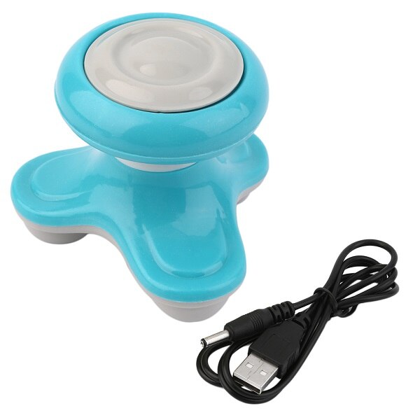 Mini Electric Handled Wave Vibrating Massager USB Battery Full Body Head Neck Back Massage Ultra-compact Lightweight Portable: blue