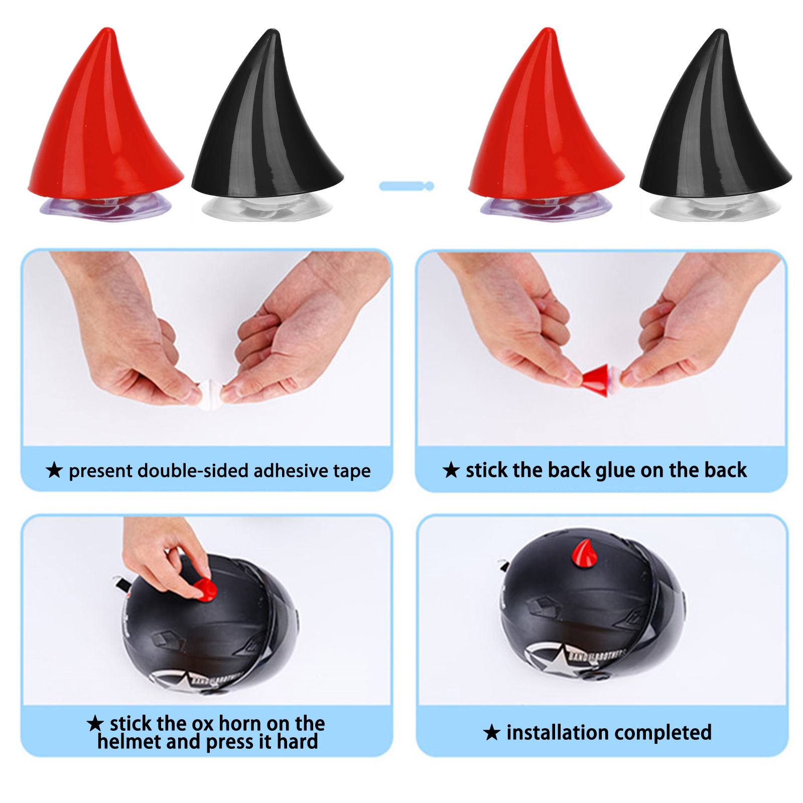 Cuerno suave de goma para casco de motocicleta, accesorios de decoración de esquina de plástico resistente, ventosa de silicona, 1 unidad