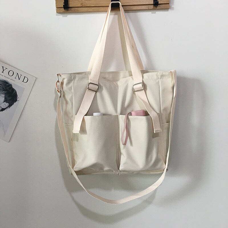 Oxford – sac à bandoulière multifonction pour femmes, sac seau étanche, fourre-tout en tissu de grande capacité, grand sac à main de voyage: white