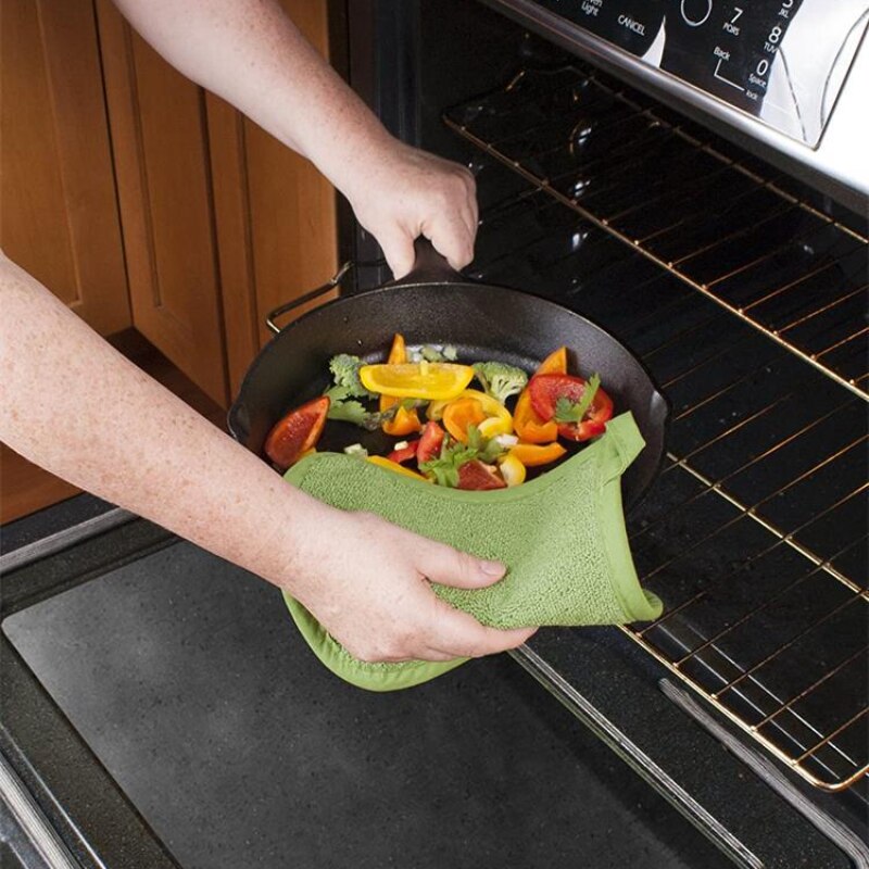 2 Stuks 3 In 1 Pot Houders Badstof Lus Katoenen Doek Handschoenen Pocket Kussen Mat Keuken Tool Koken Keuken Handschoenen pannenlap
