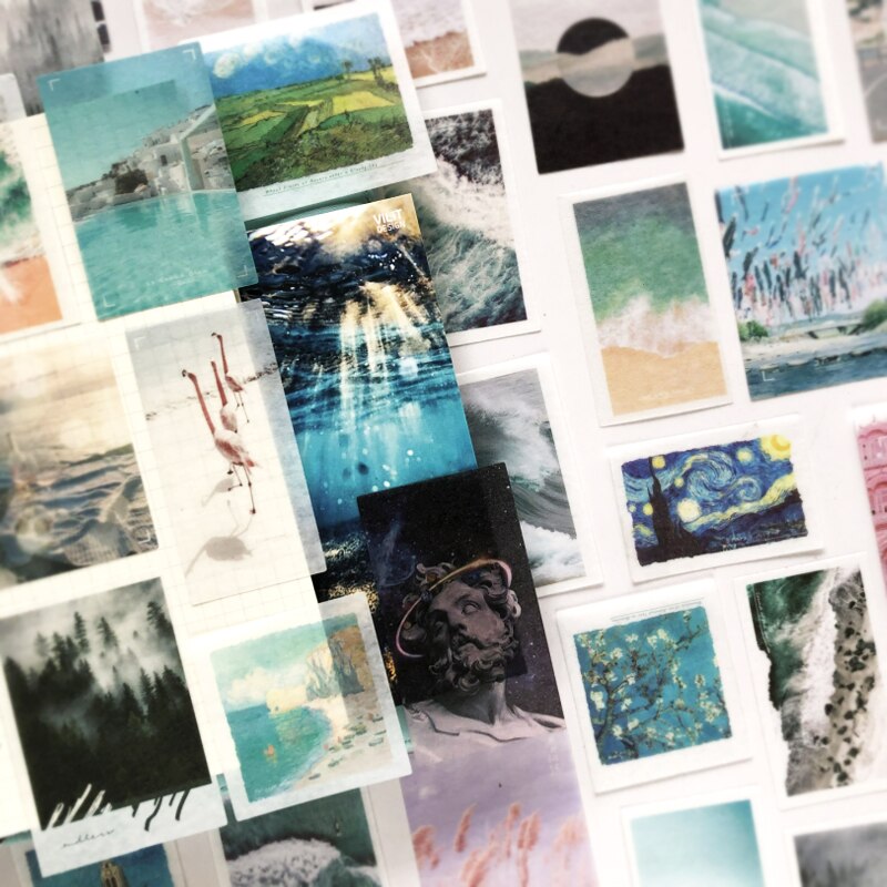 50 pcs/lot INS photo landscape Blockbuster stickers aesthetic Decorative Scrapbooking Material Sealing Stick Label Diary Album