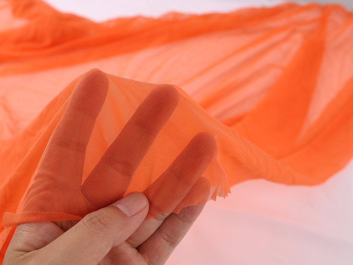 Bright color 4 way Stretchy Nylon Spandex Mesh Fabric high-elastic net fabric sold BY YARD: Orange