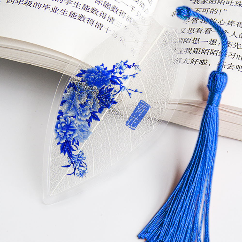 Creatieve Chinese Stijl Bladwijzer Met Kwastjes Mooie Blauw En Wit Porselein Bladader Voor Vriend Student Schoolbenodigdheden: No.3