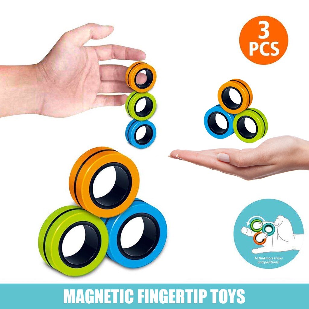 Anillo de pulsera magnético para niños, Spinner de 3 a 15 uds, anillo de utilería mágica, juguetes antiestrés para niños: 3pcs