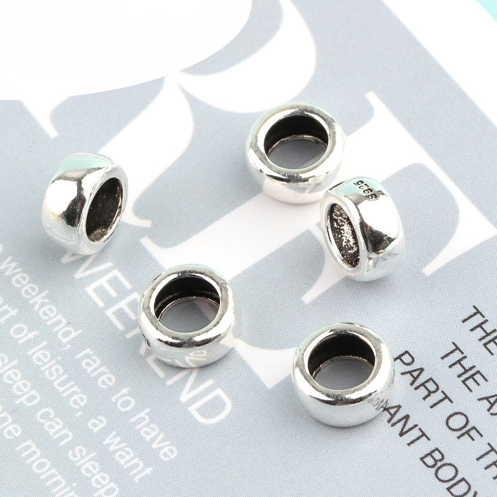 3.7*7.9MM 925 sterlina d'argento distanziatore Perline retrò S925 Branelli Allentati per tariffa il Braccialetto DIY Monili Che Trovano