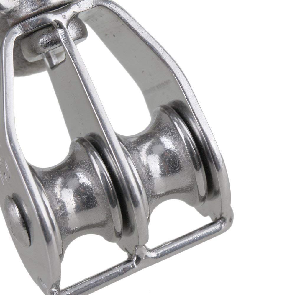 304 Edelstahl M15 Doppel Flaschenzug für Draht Seil Kette Traktion Rad Set von 5