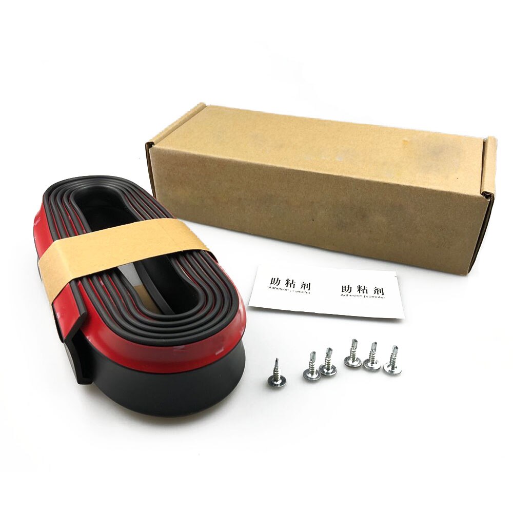 Rubber Soft Black bumper Strip Car 60mm Width 2.5m length Exterior Front Bumper Lip Kit Car bumper Strip with blots and sitcker