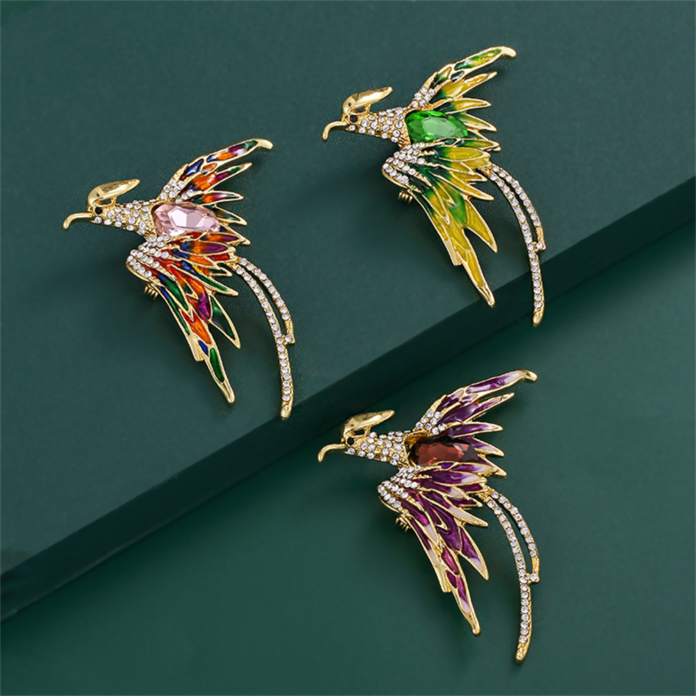 Luxury Crystal Phoenix Bird Brooch Women Men Pins Colorful Animal Brooches Clothing Accessories Party Coat Scarf Jewelry