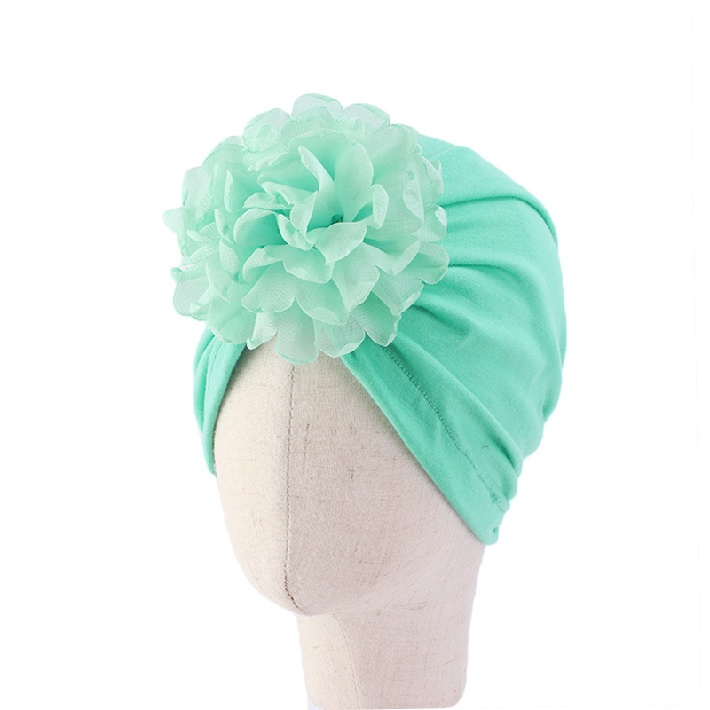 2-6 år børnetørklæde kasket baby hår tilbehør sød chiffon blomst turban kasket forår efterår beanie blød hat: Grøn
