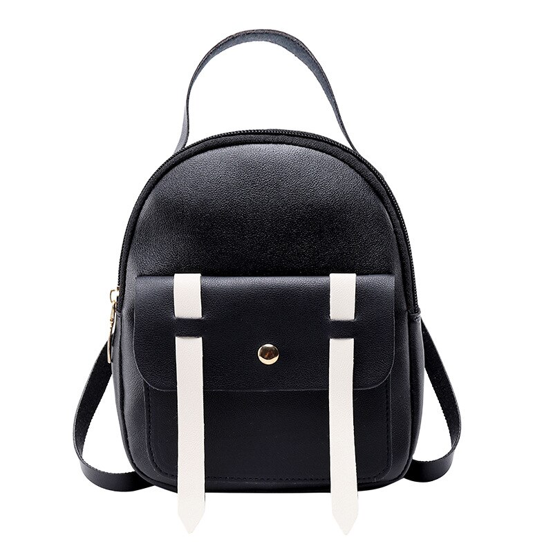 Koreanischen Stil Frauen Mini Rucksack PU Leder Schulter Taschen Für Teenager Mädchen Multi-Funktion Kleine Bagpack Weibliche Telefon Beutel: jk-800 Schwarz