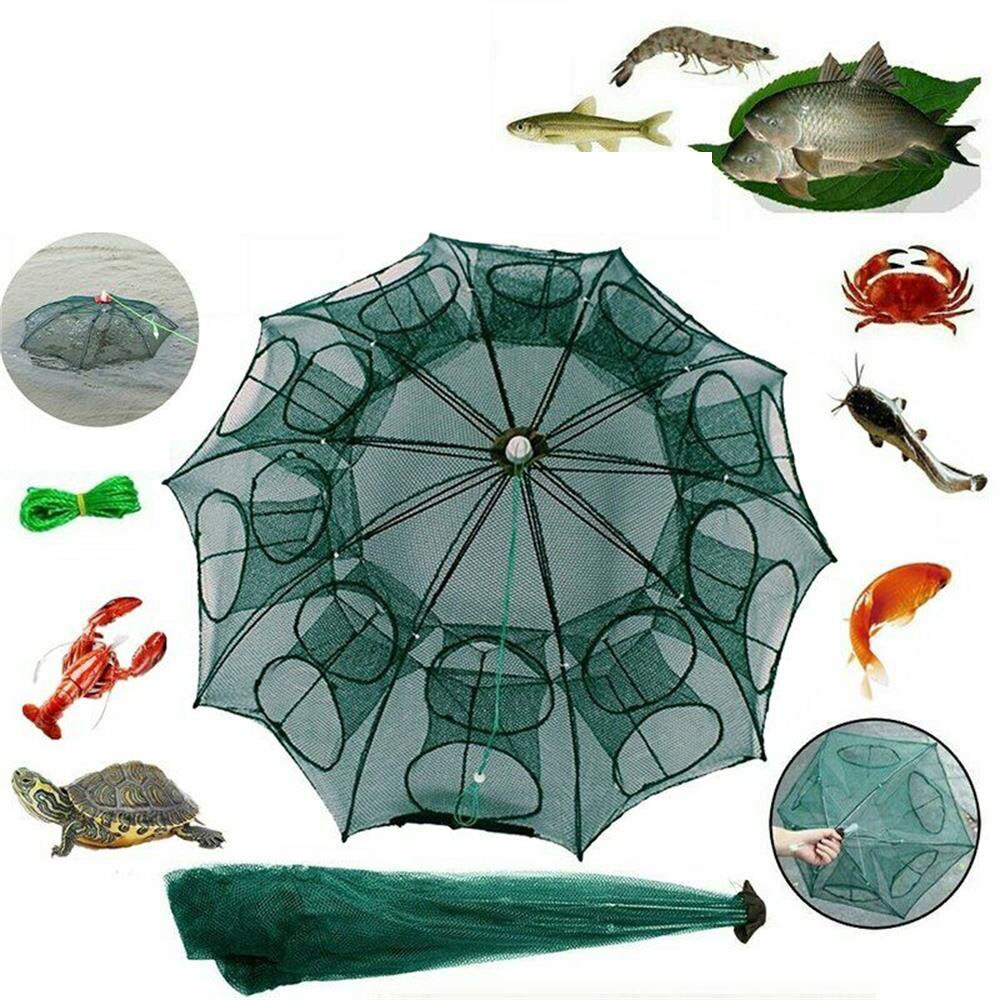 4/6/8/12/16 Holes Magic Fishing Trap Fish Net Nylon Mesh Full Automatic Foldable Crab Fish Net Easy Throw Fishing Accessories