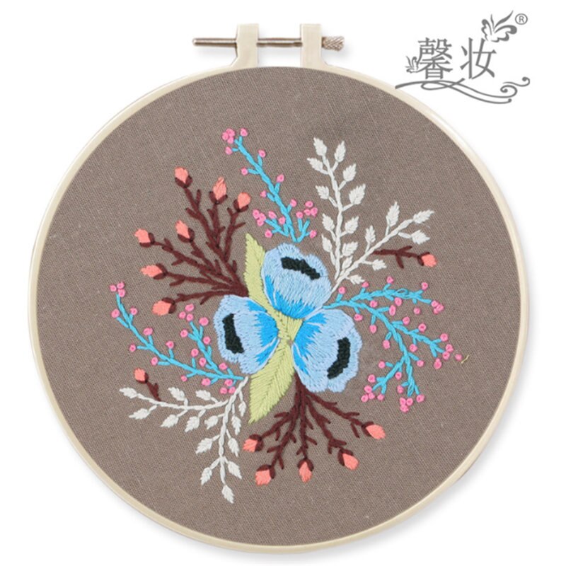 Conjunto de cintas bordadas DIY con flores de estilo europeo para principiantes, Kit de costura de cobertizo bordado, artesanía de punto de cruz, decoración cosida a mano: A