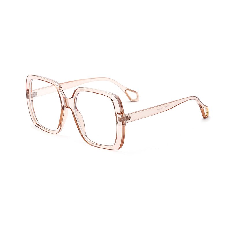 So & ei overdimensionerede firkantede beskyttelsesbriller kvinder briller ramme klar linse vintage semi-metal briller mænd optiske briller rammer: Gennemsigtig te