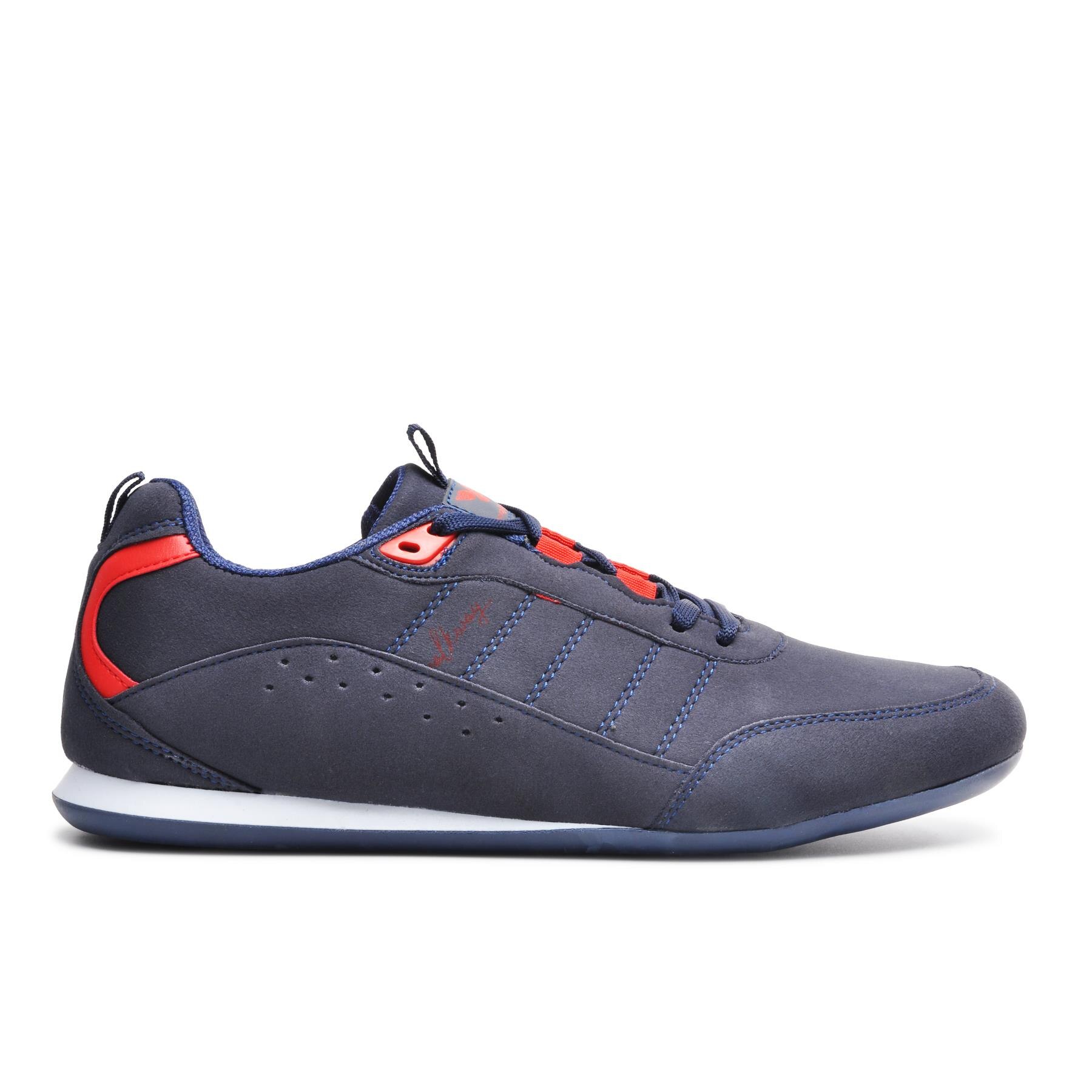 Walkway-Zapatillas de ante para hombre, Calzado con suela plana, color azul marino, Rojo