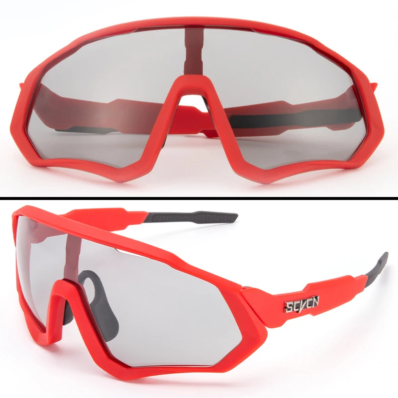 Scvcn Photochromic Glasses Cycling Sunglasses UV400 Women Sports Running Eyewear for Men Cycl Road Mountain Bike Bicycle Goggles: black