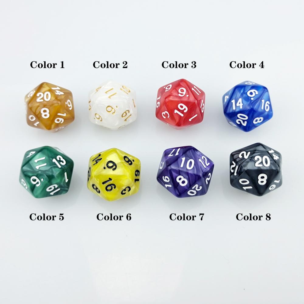 Rollooo-dados de perlas, colores variados, D20, para juegos de RPG D y D