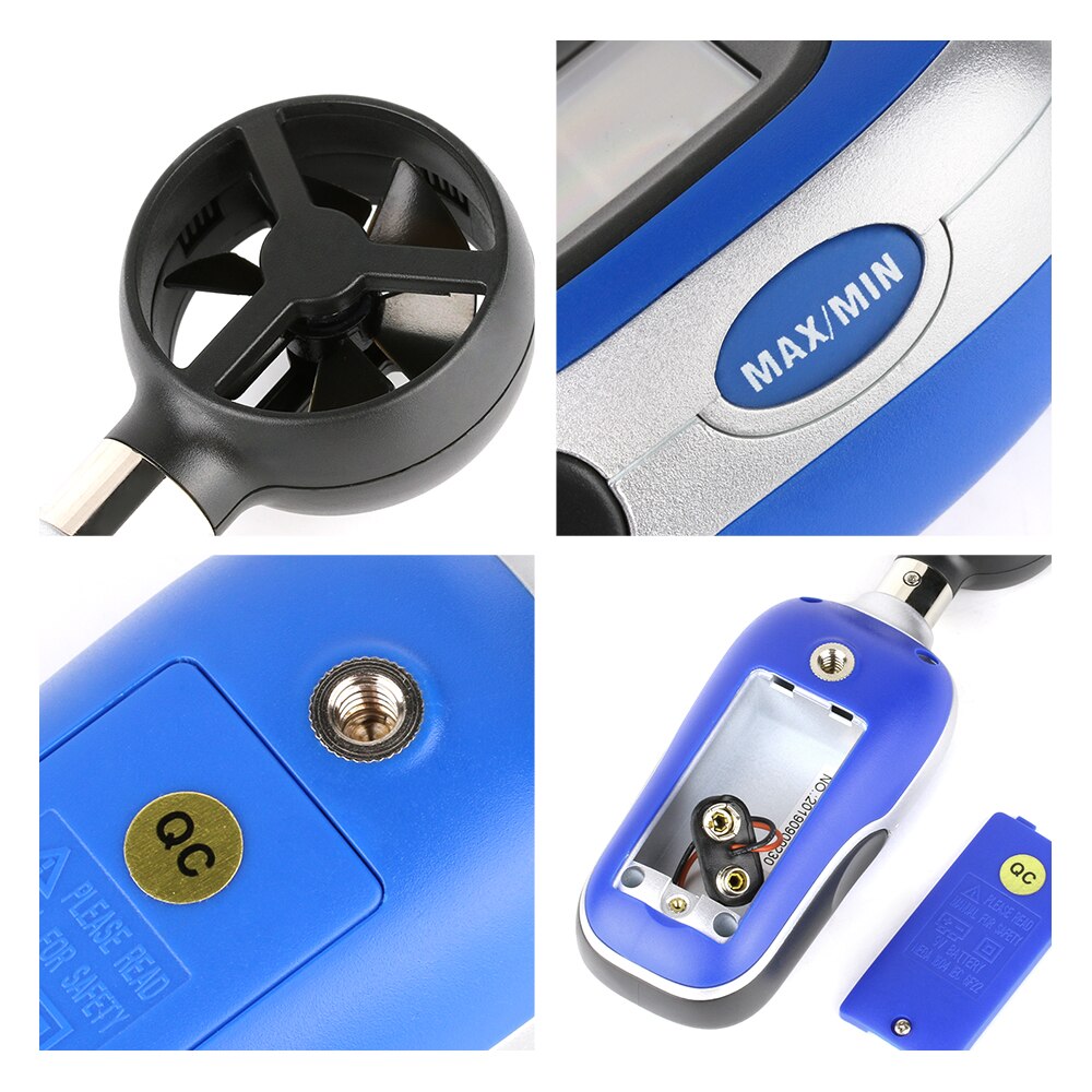 FLUS Portable Anemometer Thermometer Wind Speed Gauge Meter Anemometro Windmeter LCD Display Digital Handheld Tester