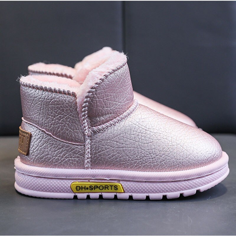 CAPSELLA Kids Girls Ankle Boots For Baby Children Winter Warm Plush Lining Snow Boots Cotton Shoes Size 22-31