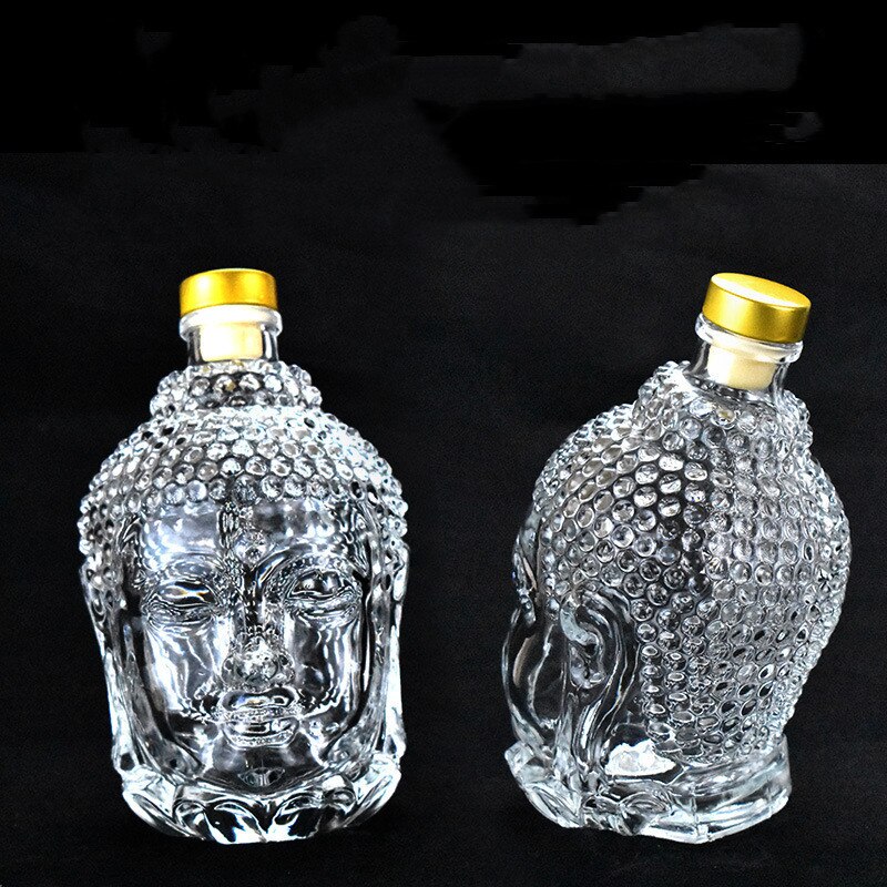 750ML Glas Flasche Statue von Buddha Kristall Wasser Flasche Wein Glas Tasse für Wodka Whiskey Trinken Gläser Hochzeit vasos de vidrio
