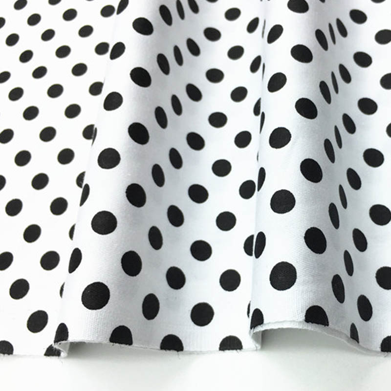 Tissu en coton 160CM x 50CM, noir, bleu marine, gris, à pois, pour la literie, le travail manuel, nappe, matelassage, patchwork: 2 white black