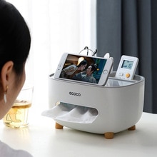 Multifunctionele Tissue Dozen Servet Papier Houder Met Afstandsbediening Opbergdoos Verborgen Telefoon Houder Thuis Desktop Organizer